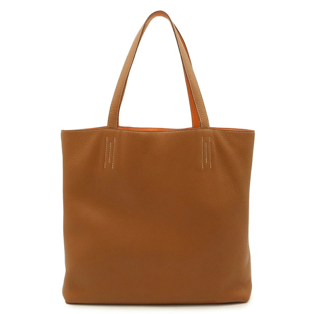 HERMES Double Sens 36 Tote Bag, Reversible, Taurillon Clemence Leather, Gold,...